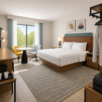 Ensemble de meubles de chambre d'hôtel Hampton by Hilton King, 8 pièces, en placage de bois moderne, de luxe, écologique et durable, directement de l'usine