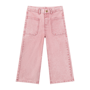 Jean large rose à rayures 100 % coton pour filles, avec logo personnalisé, collection printemps, vente chaude - Product Image 1