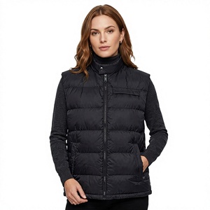 <b>LONG</b> MISSION INDUSTRY Unisex Black Puffer Vest Stand Collar Zipper Outerwear Quilted Winter <b>Waistcoat</b> Waterproof Windproof Front - Product Image 2