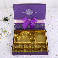 Boîtes à bonbons et chocolats carrées rigides personnalisées haut de gamme avec séparateurs et poignée pour couvercle rabattable, présentoir cadeau Ramadan
