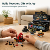 Ensemble de blocs de construction de bateaux pirates TREASURE SEAS, plastique, 6 styles, kit de modélisme DIY, jouet cadeau pour enfants de 6 ans et plus