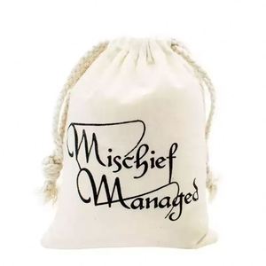 Pochette d'emballage respirante à cordon de serrage avec logo personnalisé, en coton sergé blanc, pour vêtements, chapeaux, chaussures, sacs à main - Product Image 6