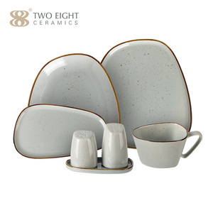Hai Tám Hiện Đại Cổ Điển Gốm Sứ Tấm Tấm Bữa Ăn Tối Đặt Bền Sứ Bộ Bữa Ăn Tối Bộ Đồ Ăn - Product Image 6