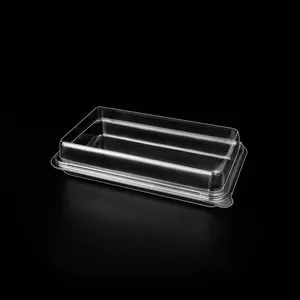 Disposable Clear Plastic Square Hinged Clamshell Food Lid Container For Salad And Bakery