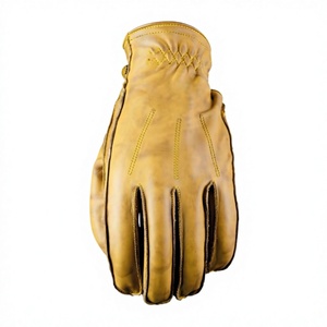 Gants de moto vintage en cuir de chèvre pour l'hiver, gants de course rétro marron à doigts complets pour hommes et femmes - Product Image 1