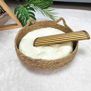 Fábrica directa de algas marinas naturales tejidas a mano cama para mascotas algas marinas mimbre perro gato cama con cojín - Product Image 6