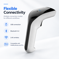 Lecteur de codes-barres sans fil portable 1D 2D en gros, lecteur de codes QR 2.4G USB pour TPV, commerce de détail, entrepôt, restaurant