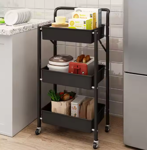 ポータブル金属トロリー家庭用床置きスナックオーガナイザーベッドルーム用ホイール付き子供部屋本棚 - Product Image 3