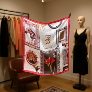 Sciarpa Quadrata a Quadretti Pony 70x70Cm, Stampa alla Moda per Accessori Donna - Product Image 2