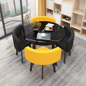 Moderno 4 posti tavolo da pranzo e sedia Design economico in legno <span class=keywords><strong>per</strong></span> bar negozio o <span class=keywords><strong>soggiorno</strong></span> risparmio di spazio - Product Image 5