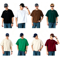 T-shirt uni Y-X en gros pour hommes, coupe oversize, impression personnalisée, 340 GSM, 100 % coton, t-shirt vierge épais pour hommes