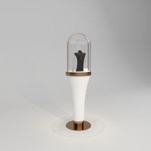 Support de présentation de bijoux moderne Socle doré Base ronde MDF Métal Éclairage LED Luxe haut de gamme Centre commercial musée - Product Image 1