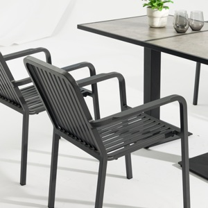 Chaise de salle à manger en métal <span class=keywords><strong>aluminium</strong></span> thermolaqué de luxe, motif découpé au laser, pour patio et <span class=keywords><strong>jardin</strong></span>, chaise d'appoint et <span class=keywords><strong>fauteuil</strong></span> - Product Image 3