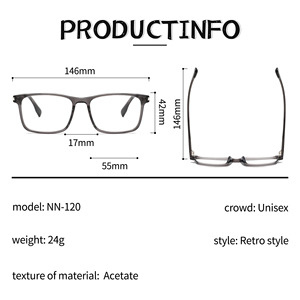 Occhiali ottici quadrati in fibra di acetato da uomo di design accessori per occhiali - Product Image 3