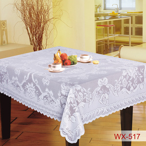 Warp Knitted Lace <b>Tablecloth</b> <b>Oval</b> White Polyester Home Decor WX-498 - Product Image 2