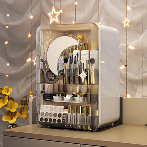 Transparent drawer-style cosmetic <b>storage</b> cabinet, <b>dressing</b> <b>table</b> desktop skincare product <b>storage</b> box, large capacity plastic - Product Image 1