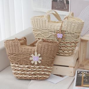 2025กระเป๋าชายหาดผู้หญิง, กระเป๋าถือ<span class=keywords><strong>เชือก</strong></span>ตัดกันจุของได้มากกระเป๋าโท้ทกระเป๋าชายหาดอุปกรณ์เสริมกระเป๋าถือผู้หญิง - Product Image 3