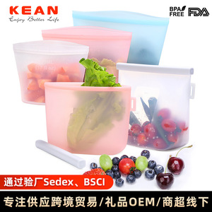 Sacs de conservation alimentaire en silicone pliables et réutilisables, hermétiques pour fruits, légumes, viande, réfrigération en cuisine, avec option de logo personnalisé - Product Image 4