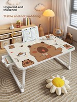 Bureau d'ordinateur pliable pour chevet, dortoir, chambre à coucher, fenêtre en baie, bureau d'étude paresseux pour étudiant avec port USB, porte-gobelet et étagère