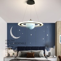 Lustre LED en acrylique en forme de Saturne pour chambre d'enfant, design astronaute, simple, noir, pour salon