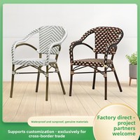 Chaise de salle à manger d'extérieur en rotin PE de style décontracté pour café, salon de thé, balcon, cour et jardin