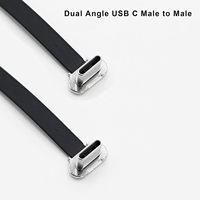 Câble USB-C plat coudé à 90 degrés, double angle, USB-C mâle vers mâle, charge rapide PD 65W, cordon de données pour banques d'alimentation, téléphones et tablettes