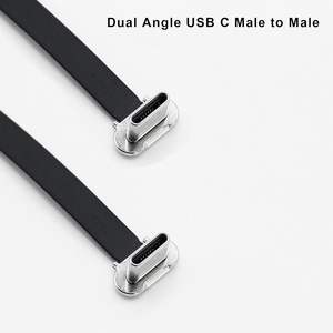 Câble USB-C plat coudé à 90 degrés, double angle, USB-C mâle vers mâle, charge rapide PD 65W, <span class=keywords><strong>cordon</strong></span> de données pour banques d'alimentation, téléphones et tablettes - Product Image 2
