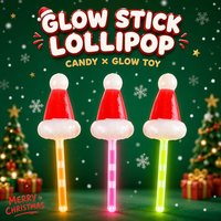 Vente en gros usine : Sucettes lumineuses fluorescentes en forme de chapeau de Père Noël, bonbons durs emballés individuellement, bonbons lumineux pour fêtes de Noël