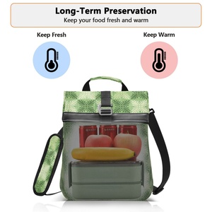 Sac isotherme pour déjeuner en cuir PU avec fermeture velcro, imprimé Aloha vert hawaïen, design personnalisé, 8L, avec bretelles, pour femmes - Product Image 5