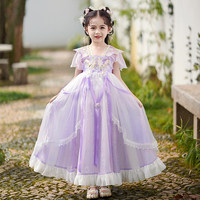 Robe Hanfu d'été pour filles, style chinois, costume de spectacle, robe de princesse fleurie pour enfants, vêtements de danse en gros pour fête d'anniversaire