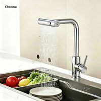 Robinet de cuisine moderne en acier inoxydable 304 brossé, avec douchette extractible pour eau chaude et froide, vente en gros américaine