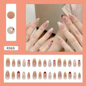 Uñas postizas cuadradas con diseño de rodajas de <span class=keywords><strong>naranja</strong></span> pintadas a mano, estilo fresco de verano, para minoristas de playa - Product Image 3