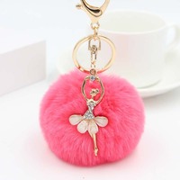 Porte-clés Pompon Moelleux Ballerine Mignonne Très Vendu - Charme de Sac Doux et Féminin pour Usage Quotidien et Cadeau