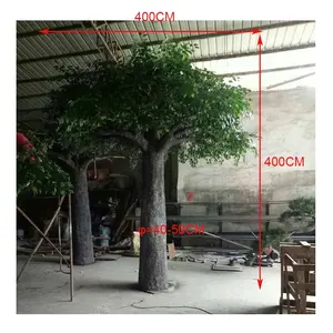 Planta decorativa árbol artificial, 400cm de altura de fibra de vidrio artificial gran árbol baniano bonsái para la venta