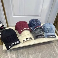 Gorra de Béisbol Estilo Vintage Lavada y Desgastada con Parche B, Visera de Moda, 6 Paneles, Corona Suave, Casual, Versátil, Venta al por Mayor