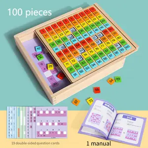 COMMIKI Math Table Board Game Color Hundred Board Montessori Juguetes educativos de madera 1-100 Number Board