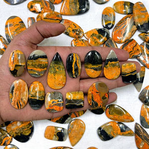 Cabochon de Jaspe Abeille Naturel, Pierre Précieuse Libre de Haute Qualité, Forme Ovale Poire, Polie, pour la Fabrication de Bijoux - Product Image 1