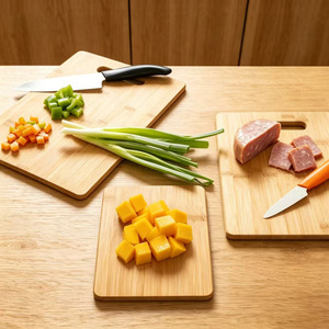 Bamboo Cutting Board <b>Set</b> 3 Piece Rectangle With Handle For Kitchen Vegetable Meat Sushi Display - Product Image 2