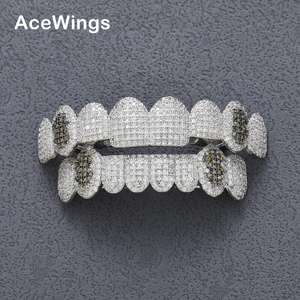 G028 Top 8 Botom 8 Tooth <span class=keywords><strong>Grilz</strong></span> Symbole coloré Full CZ <span class=keywords><strong>Grilz</strong></span> Pour hommes et femmes - Product Image 1