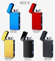 Briquet électrique à double arc rechargeable par USB, coupe-vent, sans flamme, en alliage de zinc, avec indicateur de batterie LED, design classique, cadeaux d'affaires