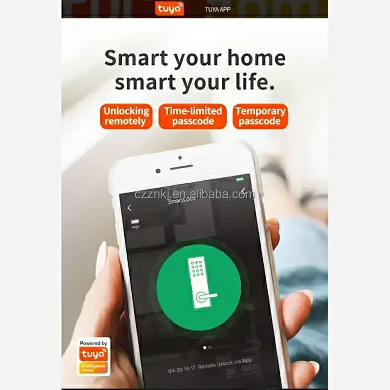 Chenzhuo Z13V Smart Fingerprint Door Lock Aluminum Alloy WiFi Tuya App Memory Card Wood/Aluminum/Steel Door Office High Security · image 4
