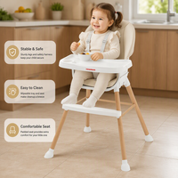 Chaise haute bébé en bois et plastique, design moderne, mignonne, hauteur réglable, multifonctionnelle, sûre et confortable pour la salle à manger, l'hôtel et la cuisine