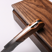 Couteau de survie en acier Damas avec manche en bois d'olivier, couteau de chasse, couteau de camping pliable pour l'extérieur