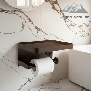 <span class=keywords><strong>Porte</strong></span>-<span class=keywords><strong>papier</strong></span> toilette Wayon moderne en acier inoxydable noir mat avec tablette pour téléphone, montage mural, modèle de projet WW-YSZJ - Product Image 1