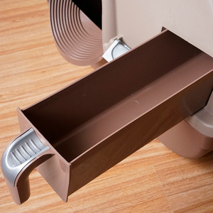 Enclosed <b>Cat</b> Litter <b>Box</b> 55x45x46 Cm Fully Enclosed Splash Proof Rectangle PP Material Coffee Off White Color Pet Use - Product Image 3