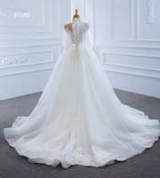 LUXURY Robe de mariée boule de sirène ivoire Crystal Pear Bead Lace Wedding Dress Detachable Train for Women Ball Gown