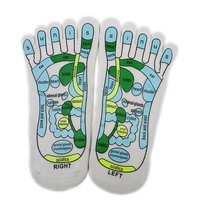 Chaussettes de réflexologie d'acupression en gros, chaussettes de massage des pieds à cinq doigts, chaussettes de massage des pieds saines avec outil de massage