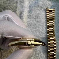 Montre mécanique de plongée haut de gamme pour homme, étanche, en or pur 18 carats, avec anneau à motif dents de chien, compatible avec le mouvement 3255