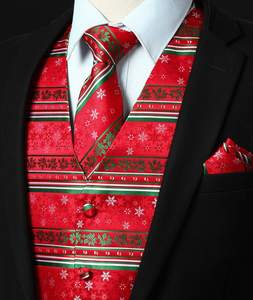 <strong>Men's</strong> Suit <strong>Vest</strong> Christmas <strong>Holiday</strong> Season Party Jacquard Waistcoats Necktie Pocket Square <strong>Vest</strong> Suit Set - Product Image 3