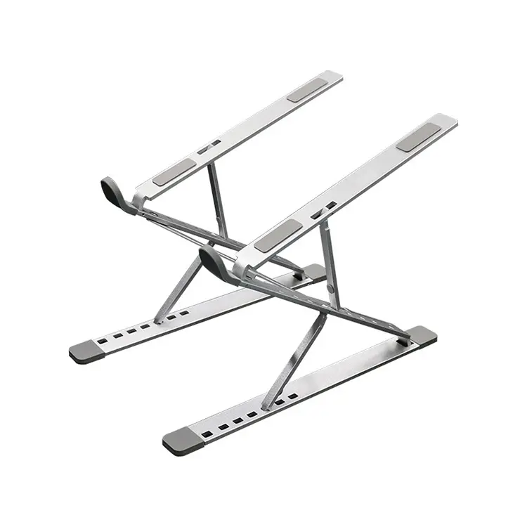 Nieuwe Aankomst 2 Laag In Hoogte Verstelbare Laptopstandaard Aluminium Tablet Notebook Stand Tafel Cooling Pad Opvouwbare Zilveren Laptop Standaard